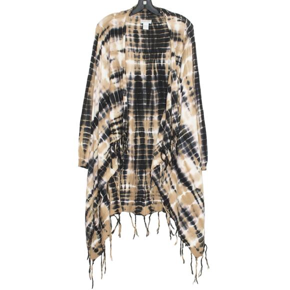 Vintage Soft Surroundings Cardigan Boho Western Festival Fringe Tie Dye Medium - Picture 5 of 6